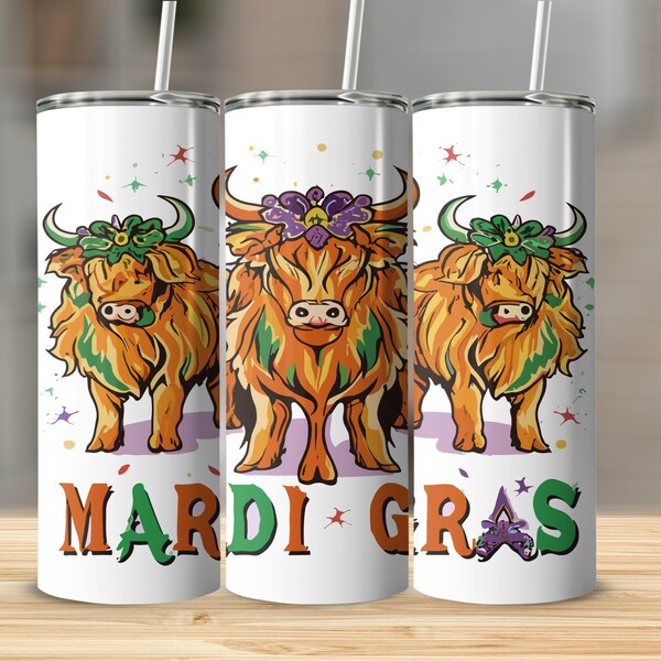 Hippi mardi Gras Highland Cows SVG, Mardi Gras PNG Sublimation File, Mardi Gras Carnival png, Mardi Gras SVG