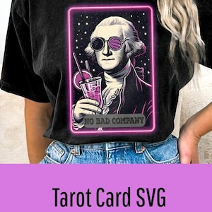 Retro George Washington SVG, No hay mala compañía, Carta del Tarot de cóctel, Arte digital del presidente estadounidense vintage, Imágenes prediseñadas de la cultura pop