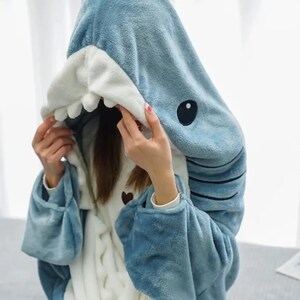 Pijama con capucha de tiburón lindo para Navidad - Disfraz de cosplay con  mangas largas y tela suave