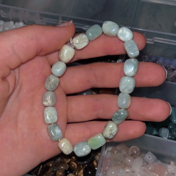 Pistachio Calcite Gemstone Beaded Bracelet