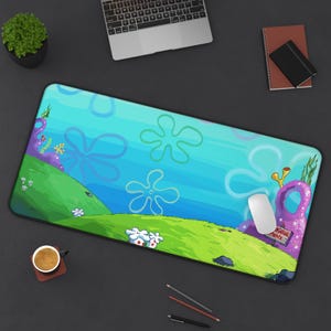 Spongebob Jellyfish Fields Colorful Cartoon Mousepad | 3 Sizes | Gaming Desk Mat | Custom Mousepad | Keyboard Mat | Office Decor | Gift