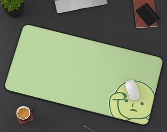 Smiski Salute Green Kawaii Mousepad | 3 Sizes | Gaming Desk Mat | Custom Mousepad | Keyboard Mat | Office Decor | Gift
