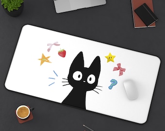 Jiji Kiki's Delivery Service Ghibli White Cat Anime Movie Mousepad | 3 Sizes | Desk Mat | Custom Mousepad | Keyboard Mat | Office | Gift