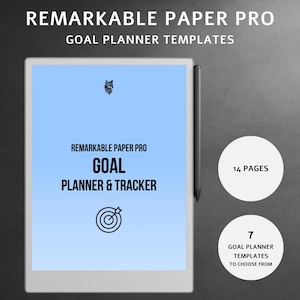 Goal Planner Templates for reMarkable Paper Pro Minimalistic Style - Goal Tracker, Short-Term, Long-Term Goals, Different Formats and Colors