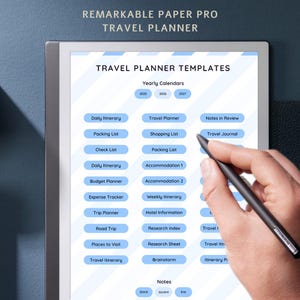 reMarkable Paper Pro Travel Planner, Minimalist Design with Comprehensive Layouts, Perfect for Organized Trips, Holidays, and Adventures
