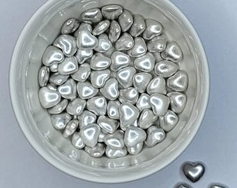 3D Silverhjärtströssel: Bröllops- och Alla hjärtans dag-tårtdekoration