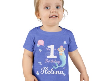 Girls Personalised Birthday T-shirt, Mermaid, sizes 2T-6T, Perfect 1st Birthday Gift, kids party, birthday shirt, custom birthday T-shirt