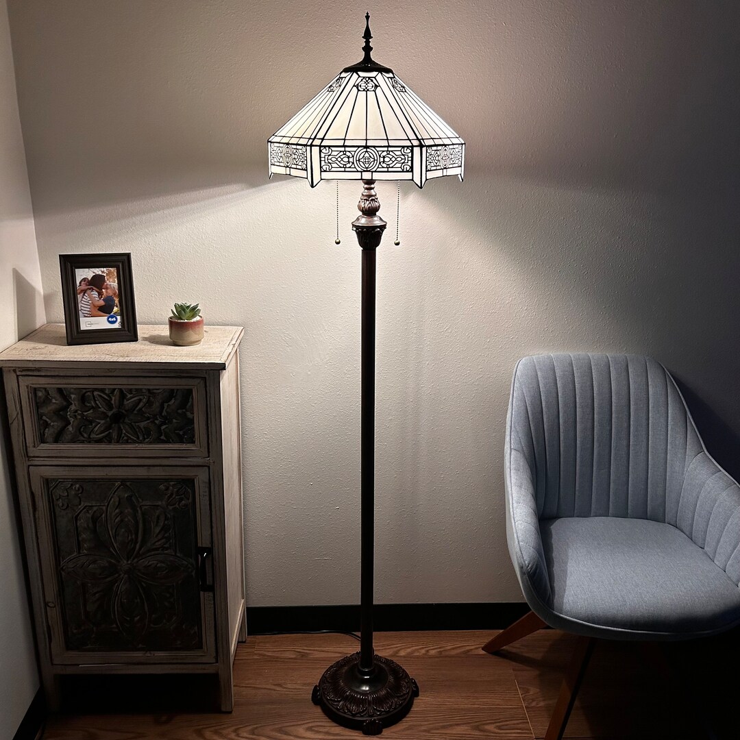 Tiffany Style Floor Lamp White Hexagon Stained Glass LED Bulbs - Etsy