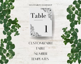 Customizable Table Number Templates | Weddings | Parties | Template or Printable