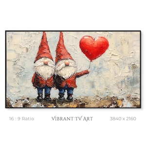 Valentine&#39;s Day Frame TV Art, Cute Gnomes TV Art, Hearts & Love Art, Digital Download, Gnome Painting for the Frame TV