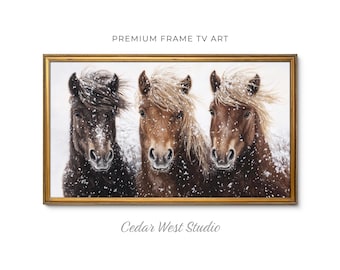 Quadro "Cavalli selvaggi invernali" per televisore Frame (download digitale)