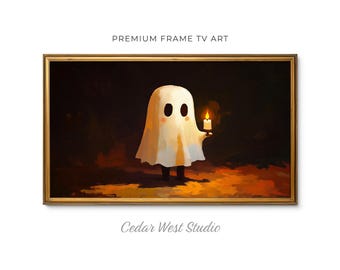 Halloween Ghost TV Art, Cute Halloween Art, Spooky Frame TV Art, Digital Download