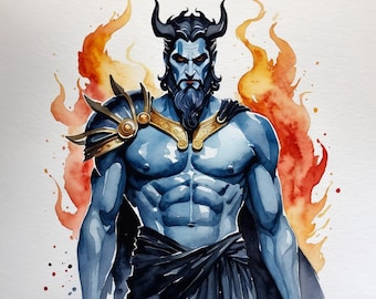 Hades Greek Mythology Watercolor Art Print: God of The Underworld (Digital Download)