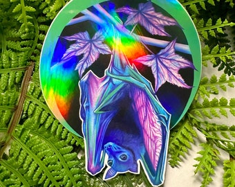 Colorful Bat Sticker - Holographic - Waterproof Vinyl