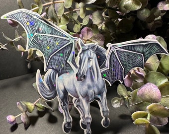 Dark Pegasus Sticker - Sparkly Holographic - Waterproof Vinyl