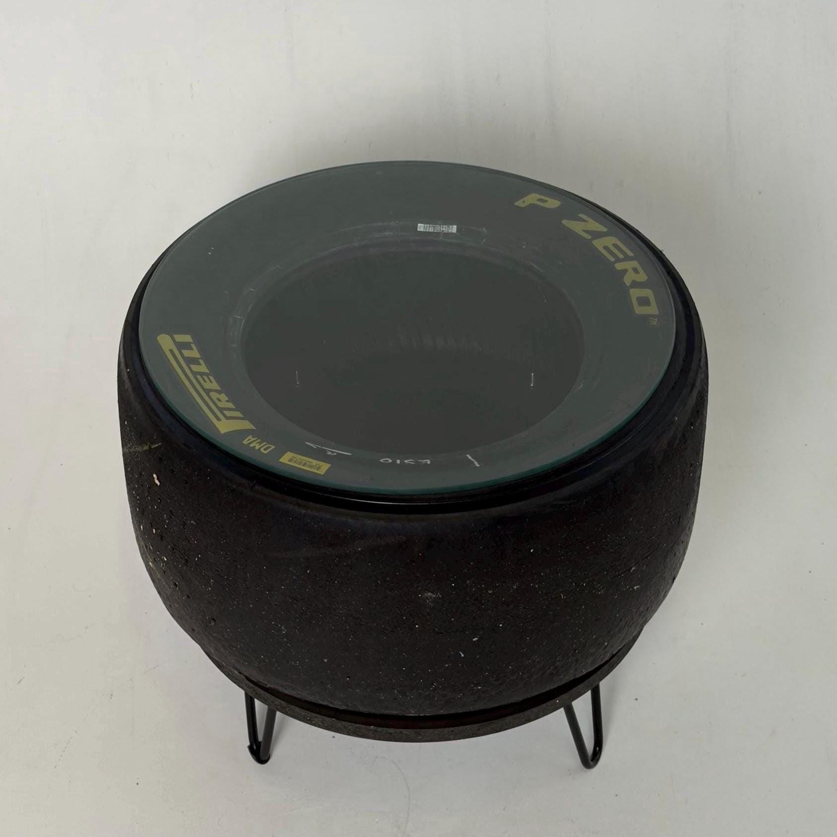 Racing Tyre Coffee Table – Motorsport Furniture for Garage or Man