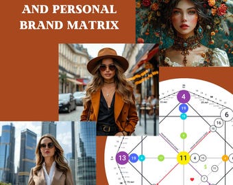 May include: A collage of images featuring different styles and personal brand elements. The top image shows a woman with a floral crown, the middle image shows a woman wearing a brown coat and hat, and the bottom image shows a woman wearing a brown blazer. The collage also includes a chart with numbers and lines.