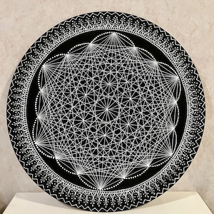 Handmade Mandala Painting: Sacred Geometry Canvas Art, Meditation Decor