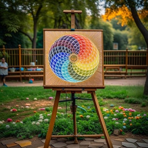 Handmade Sacred Geometry Torus Painting - Spiritual Energy Art for Balance and Healing