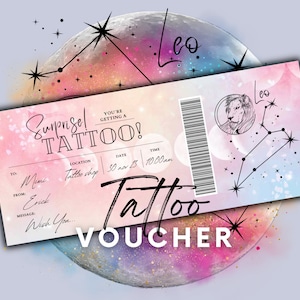Carta REGALO TATTOO MODIFICABILE/Modello biglietto tatuaggio/Buono regalo tatuaggio/Buono regalo di compleanno/Buono tatuaggio a sorpresa/Modello Canva inchiostrato