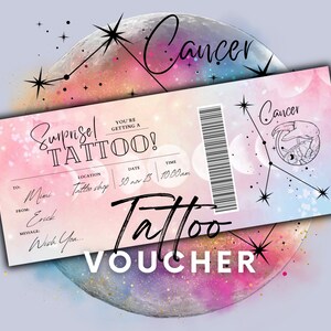 Tarjeta REGALO TATUAJE EDITABLE /Plantilla ticket tatuaje/Vale regalo tatuaje/Certificado regalo cumpleaños/Vale tatuaje sorpresa/Plantilla Inked Canva