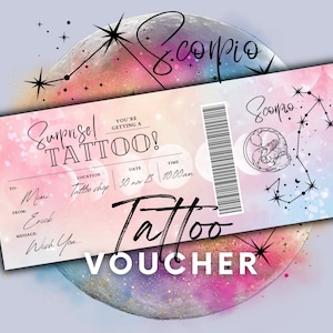 Tarjeta REGALO TATUAJE EDITABLE /Plantilla ticket tatuaje/Vale regalo tatuaje/Certificado regalo cumpleaños/Vale tatuaje sorpresa/Plantilla Inked Canva