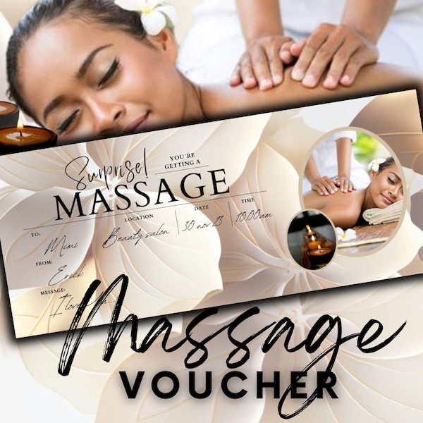 Massage gift certificate template|INSTANT DOWNLOAD|Massage gift voucher|Spa gift card|Massage Spa business card ideas|Birthday Editable gift