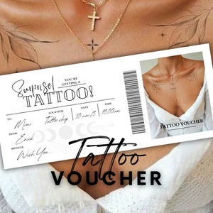 Tarjeta REGALO TATUAJE EDITABLE /Plantilla ticket tatuaje/Vale regalo tatuaje/Certificado regalo cumpleaños/Vale tatuaje sorpresa/Plantilla Inked Canva