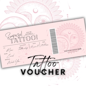 Carta REGALO TATTOO MODIFICABILE/Modello biglietto tatuaggio/Buono regalo tatuaggio/Buono regalo di compleanno/Buono tatuaggio a sorpresa/Modello Canva inchiostrato