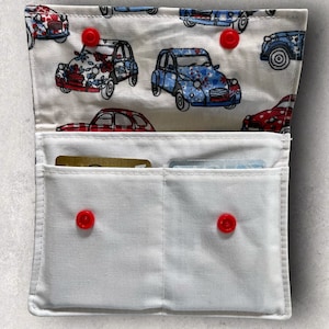Portefeuille / porte cartes / porte papiers du véhicule en coton enduit imperméable, cadeau fête des pères, cadeau fête des mères