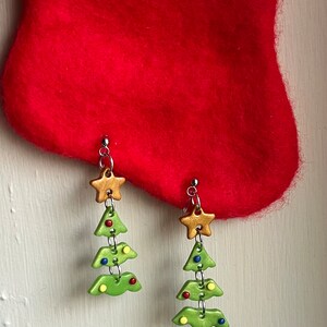 Christmas tree clip-on earrings