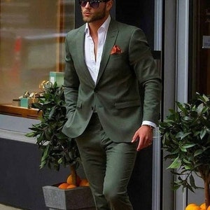 Olive green colour coat pant cheap