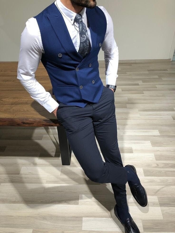 Waistcoat for mens party wear best sale blue