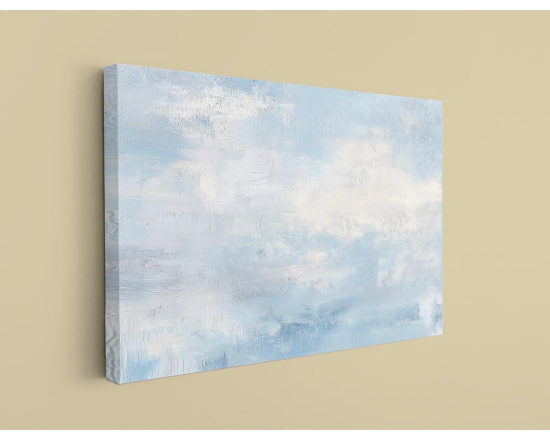Blue Cloud Canvas Wall Art, Abstract Sky Painting Print - Light ...