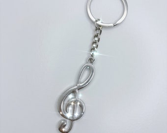 Treble Clef Keychain | Music Note Keychain | Music Keychain | Stainless Steel Keyring | Silver Keychain| Gift for Musicians and Music Lovers