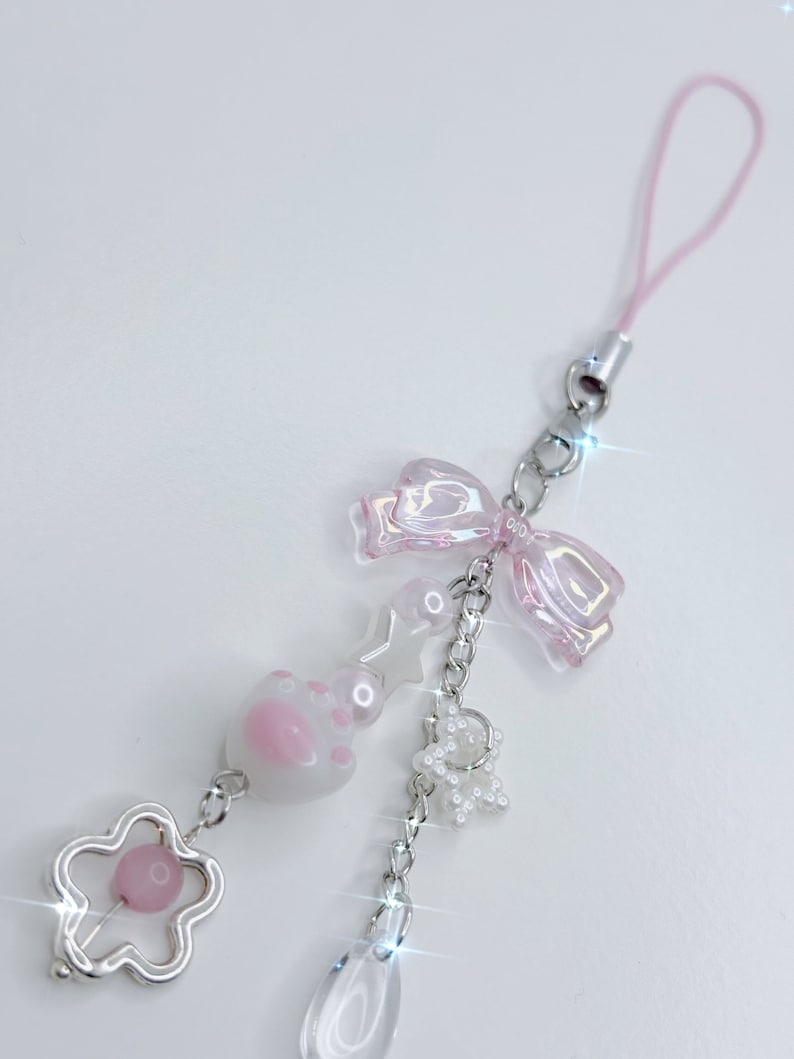 Pink Bow Keychain | Cute Keychain | Cat Paw Keychain | Phone Accessory ...