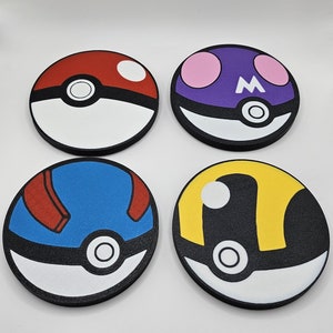 Zestaw 4 podstawek Pokeball