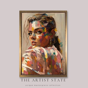 Beauty Acrylic Portrait Painting - Canvas Wall Art Woman - Girl Colorful Brush Prints for Home Wall Art Decoration