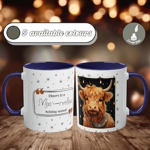 Christmas Festive Highland Cow Mug - Scottish Highland Cow Coffee Cup - Gift Ideas