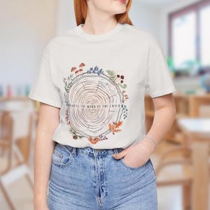 Nature Wildflower Shirt Gift for Montessori Teacher Tree Ring Mushroom Tee Play is the Work of the Child T-Shirt Nature School Custom Tshirt