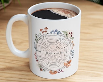 Naturaleza Flor silvestre Colorido Bosque Escuela Maestro Taza de café Maestros Apreciación Regalo Seta Árbol Anillo El juego es el trabajo de la copa infantil