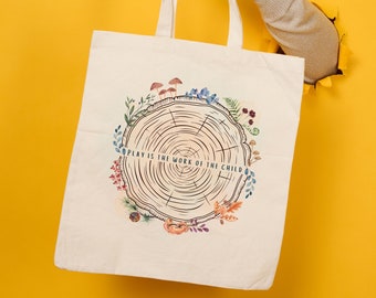 Naturaleza Wildflower Teacher Tote Bag Algodón Bolso Montessori Apreciación Regalo Seta Reutilizable Bolsa de Compras El juego es el trabajo del niño