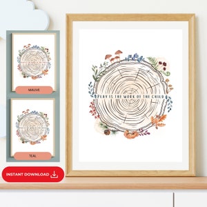 PRINTABLE Nature Wildflower Poster Print Montessori Teacher Classroom Wall Art for Kids Room Play is the Work of the Child Decor for Nursery