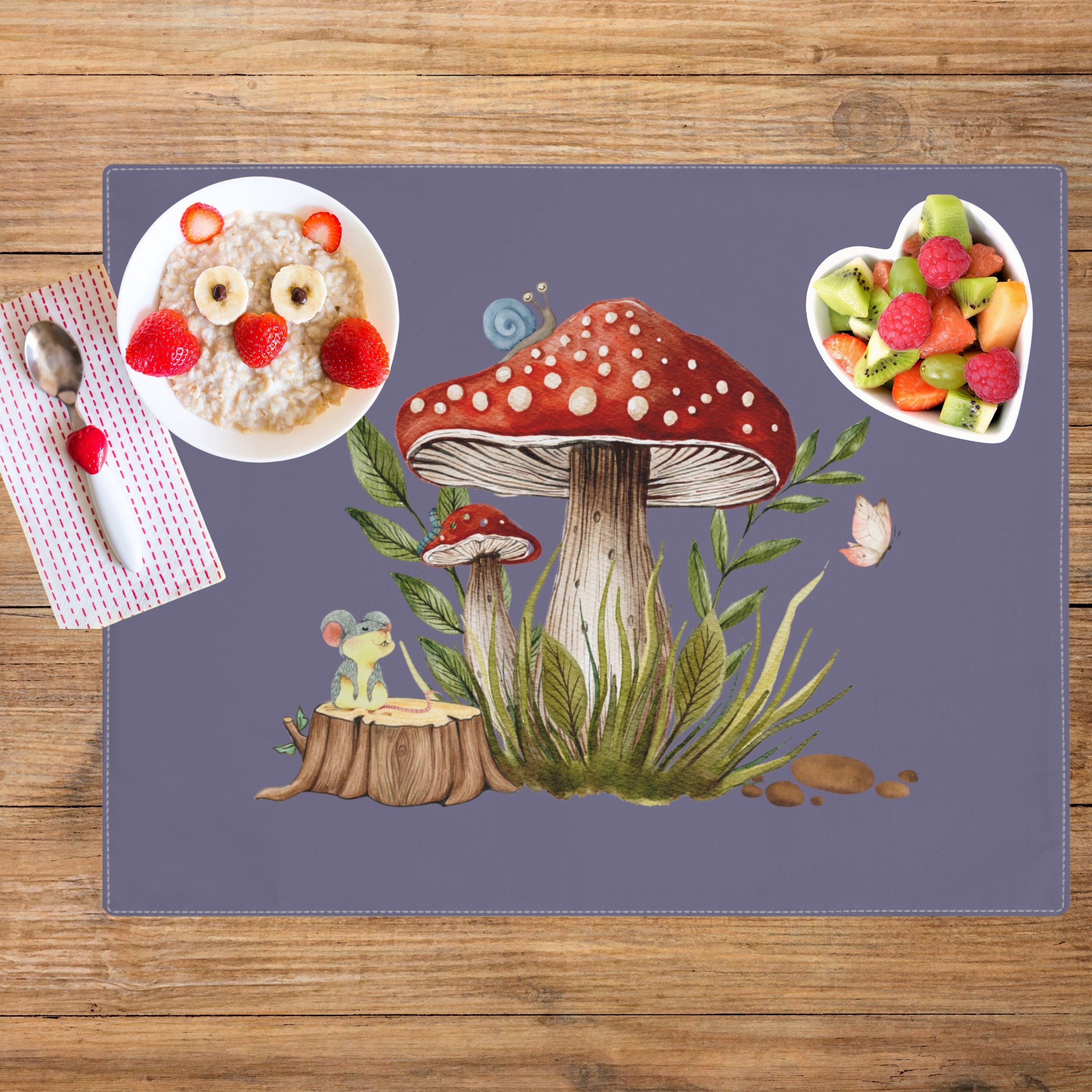 Woodland Mushroom Placemat For Kids Forest Animal Nature Theme woodland-mushroom-placemat-for-kids-forest-animal-nature-theme
