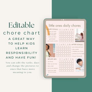 Editable Chore Chart For Kids | Daily Weekly Schedule | Chore List | Routine Chart | PDF | Printable | BLSH