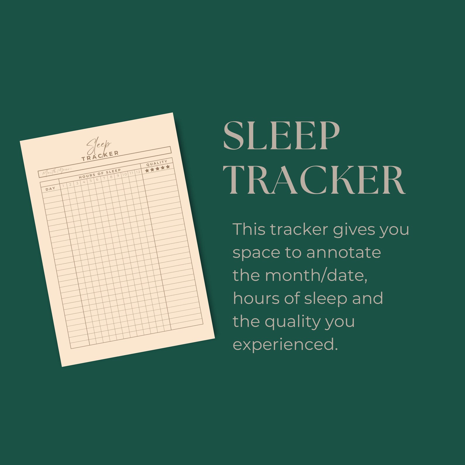 Sleep Tracker Printable | Neutral | Monthly Sleep Log | Sleep Quality ...