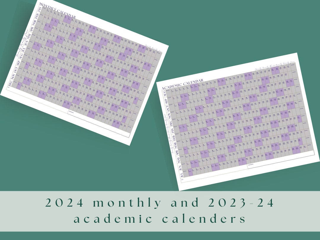 2024 Monthly 20232024 Academic Planner Calendar in Landscape Etsy