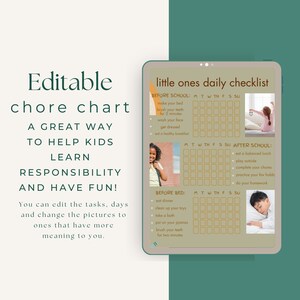 Editable Chore Chart For Kids | Dark Golds | Daily Weekly Schedule | Chore List | Routine Chart | PDF | Printable | DKGLD