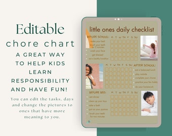 Editable Chore Chart For Kids | Dark Golds | Daily Weekly Schedule | Chore List | Routine Chart | PDF | Printable | DKGLD