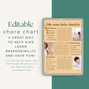 Editable Chore Chart For Kids | Gold | Daily Weekly Schedule | Chore List | Routine Chart | PDF | Printable | GLD